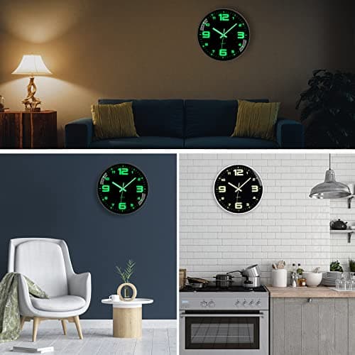 ACCSHINE Horloge Murale Lumineuse sans Bruit de tic-tac silencieuse - 30 cm - Quartz Moderne - Grande Horloge Murale à Piles - Facile à Lire - pour Chambre, Maison, Cuisine, Chambre, Bureau, école