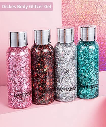 Paillettes Visage, Paillette Maquillage Festival Gel, Chunky Paillette Cheveux Gel, Glitter Body Makeup Pour Musical/Party/Masquerade/Visage/Corps (Blanc)