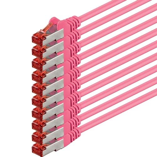 1aTTack.de 10x 1m - Câble patch câble réseau Cat 6 Cat6 RJ45 SFTP - magenta