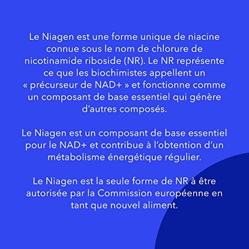 TRU NIAGEN │ Suppléments de nicotinamide riboside NAD+ pour réduire l'épuisement et la fatigue, formule brevetée NR, 90 pièces, 300 mg par portion (3 mois / 1 bouteille)