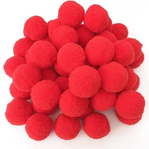 Perlin Lot de 100 pompons rouges de 30 mm - Couture Tilda - Pour travaux manuels amusants et créatifs - DEK86 x 5