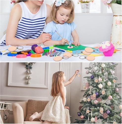 60 Pièces Porte-Clés en Bois Rond Vierge - Kit de Bricolage Pour Gravure et Cadeaux