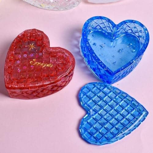 Finelnno Moule Silicone Resine Epoxy Boîte de Rangement Coquille de Stockage Cœur de Maquillage pour Coulée De Bijoux Porte-Stylo Bougeoir Plateau