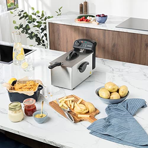Princess Friteuse Castel – 3L – 2000 Watts – Acier inoxydable – Technologie Zone Froide – 182626