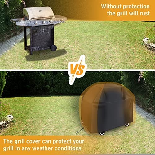 Diboniur Housse Barbecue Exterieur, Bache Barbecue de Protection, Housse Plancha pour BBQ Gaz, avec Revêtement Résistant à l'eau (147x61x117cm Noir)