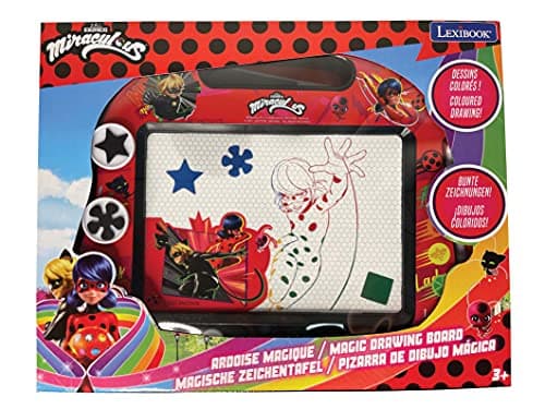 Lexibook, Miraculous Ladybug Chat Noir, Ardoise Magique Multicolore, Jouet Artistique pour fillesgarçons, Magnétique avec Stylet et tampons pour Dessiner, Rouge/Noir, CRMI550