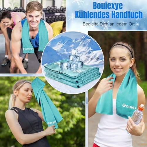 Bouiexye Lot de 2 serviettes rafraîchissantes 100 x 30 cm Bleu mer Serviette rafraîchissante en microfibre Serviette de refroidissement instantanée pour le sport, le fitness, le yoga, les voyages, la