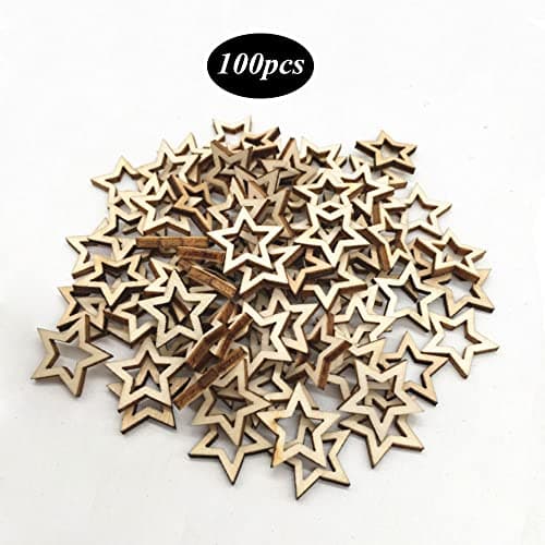 Gativs Étoiles en Bois 100 Pièces D'étoile Bois Embellissement Forme Étoile en Bois Creusé en Bois Etoiles Bois en Forme D'étoile Etoiles Artisanat Ornement 3cm Étoiles en Bois Embellissements