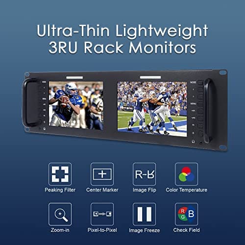 D71 Dual 7 inch 3RU Broadcast IPS 1280x800 HD LCD Rack Mount Monitor 3G SDI HDMI AV entrée et Sortie