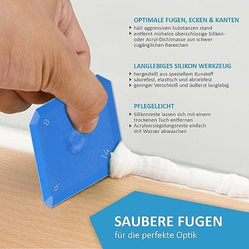 My Plast Kit de lissage de joints - Lot de 5 spatules à joints - Raclette plastique pour joints silicone & acrylique, coins, bords - Outil professionnel, avec chanfreins, kit - Bleu
