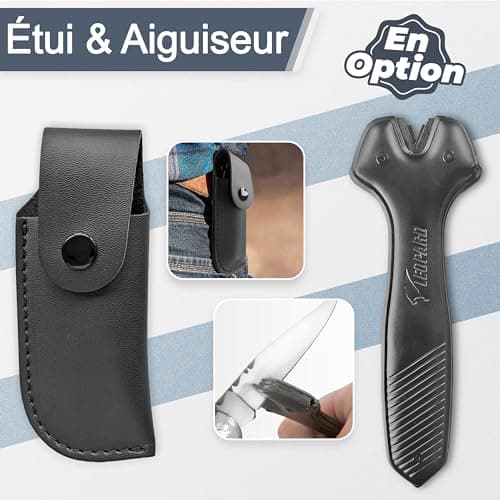 KDO MAGIC - Couteau pliant laguiole le rustique personnalisé - Lame gravée avec un prénom - Modèle classique - Cadeau pour Homme, Fête des pères, Papa (Couteau)