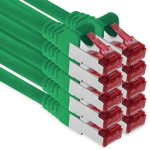 1aTTack.de - 10x 1m câble de raccordement CAT6 S/FTP PIMF blindage CAT.6 câble réseau RJ45 câble Ethernet DSL LAN routeur commutateur modem panneau de brassage - vert - 10 pièces