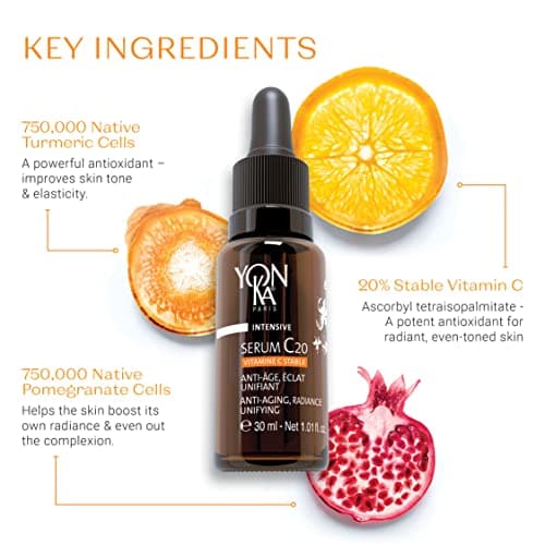Serum C20 Vitamine C Yonka 30ml - Texture Huile - Anti-Âge, Éclat et Unifiant Illumine et Réduit les Tâches - 20% de Vitamine C Stable - 99,9% d'Ingrédients d'Origine Naturelle