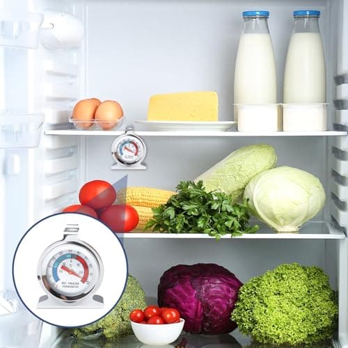 4 Pièces Thermomètre Congélateur, Thermometre Frigo en Acier Inoxydable pour Réfrigérateur et Congélateur, Plage de Température -30°C à 30°C / -20°F à 80°F, Cadran Large et Clair, Installation Facile