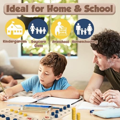 TEUVO Apprendre a Compter Jouet Montessori pour Enfants 1 2 3 4 5 Ans, Jeux Educatif Enfants Apprendre les Couleurs Motricité Fine Jeu Numérique Bois Mathématiques Jouet Maison L'école Salle de classe