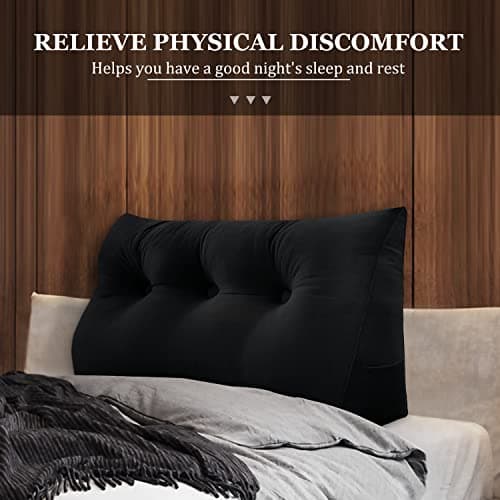 Rucener Coussin CompenséTriangulaires Coussin Dossier Canapé Oreiller de Lecture Gros Coussin de Canapé Coussin Tete de Lit A Une Variété D'utilisations Le Noir 100CM