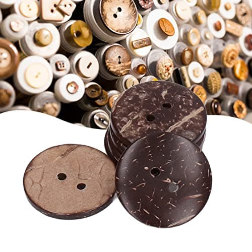 Boutons en Bois de Noix de Coco, 50 pcs boutons en coquille de noix de coco naturelle, boutons en bois, boutons de couture ronds à 2 trous, boutons d'ornement faits à la main bricolage de 25 mm