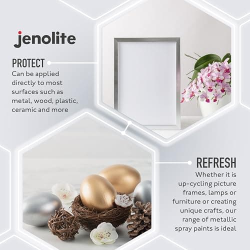 JENOLITE Directorust Peinture aérosol brillante métallique | Argenté | 3 x 400 ml | Peinture aérosol dorée multi-surfaces pour métal, bois, plastique | Apprêt tout-en-un, sous-couche et couche de