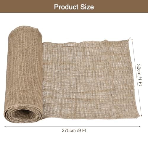 QUARKZMAN 10 Pièces de Rouleau de Tissu en Toile de Jute 30 cm x 300 cm Rouleau de Toile de Jute Naturelle pour Chemins de Table, Protection Contre Mauvaises Herbes, Artisanat de Mariage