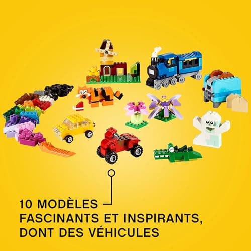 LEGO 10696 Classic La Boîte de Briques Créatives, Jouet et Ensemble de Rangement avec Briques, Roues, Fenêtres, Idée Cadeau Anniversaire, Enfants 4 Ans