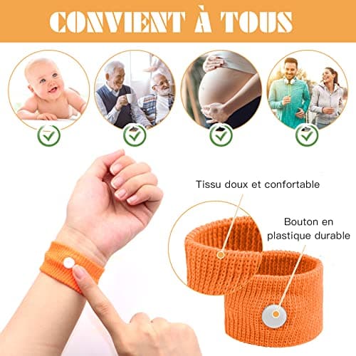 VEGCOO 7 Paires Bracelets Anti-Nausées pour le mal de mer et mal des transports, Bande de Poignet D'acupression, Bracelet Anti Nausée Sans Effets Secondaires pour Enfants, Grossesse, Vacances Voyage