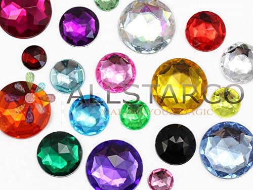 30mm Flat Back Round Acrylic Rhinestones Plastic Circle Gems for Costume Making Cosplay Jewels Pro Grade Embelishments - 12 Pieces (Green Emerald H106)