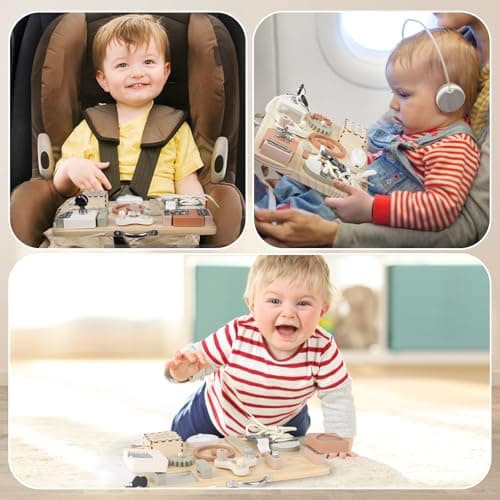Joyreal Montessori Busy Board - Jeux Montessori 1 2 3 Ans Planche Activité Jouet Montessori Tableau Activité Sensoriel Parcours Motricité Fine Cadeau pour Fille Garcon