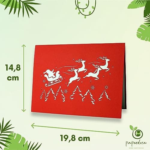 paperdora® Carte Pop-Up 3D „Noël“ avec Enveloppe et Cachet de Cire - Carte de Vœux Carte Cadeau Bon Cadeau