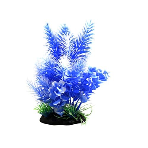 sourcing map Plante Plastique Blanc Bleu Aquarium Décor Poisson Reptile Terrarium