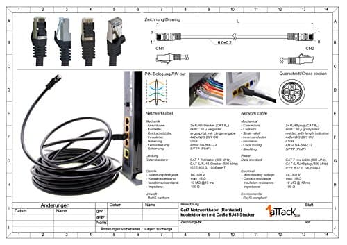 1,0 m - blanc - paquet de 5 câbles réseau CAT.7 câble patch SFTP PIMF LSZH câble Gigabit Lan câble brut cat7 10 Gb avec connecteur RJ45 Cat6a compatible avec CAT5 CAT6 cat7 cat8