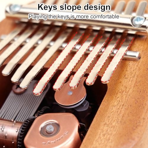 HUIOP Kalimba Mini Piano à Pouce 10 Touches Instrument de Musique Portable Dessin Animé Mignon Kalimba Piano à Pouce Boîte à Musique Cadeau pour Débutants Adultes Intéressant Fête Voyage Sapele Bois P