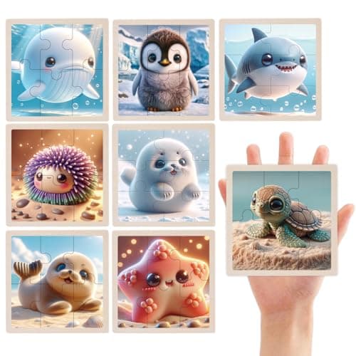 TUNJILOOL Puzzles Enfant 2 3 4 5 Ans, Lot de 8x6 Pièces Jouet Puzzle, Puzzle en Bois Jouet Montessori éducatif Préscolaire, Cadeaux pour Enfants Tout-Petits