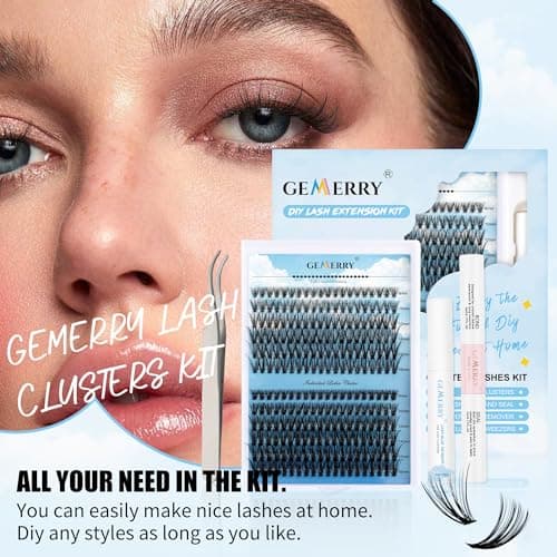 Kit Extension Cils Maison Faux Cils Individuel 240PCS, Bouquet D Curl 8-16mm avec Bond and Seal Applicateur Pince Crème Dissolvant de Colle DIY Gemerry Cils(30+40D-D)