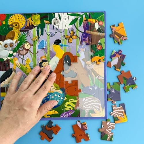 Quokka Puzzle Magnétiques Enfant de 3 à 5 Ans - 2x48 Pièces Jeux Puzzle de Voyage pour Enfants 4 6 Ans - Polaires et Jungle Animaux d'apprentissage Jouet d'Activités de Voiture pour Enfants 2 4 Ans