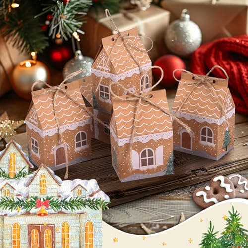 LEMESO 24 Sacs Cadeau de Noël, Boîte de Calendrier de l'Avent à Remplir, Sac en Papier Kraft Sac Bonbon Idéal pour Noël Anniversaire Mariage