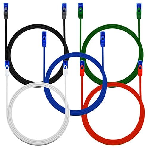 deleyCON 5x 0,5m CAT6 Set de Câbles Réseau - Court 50cm U-UTP RJ45 CAT-6 Câble LAN Câble Patch Ethernet Câble DSL Switch Routeur Modem Répéteur Panneau de Brassage - Coloré