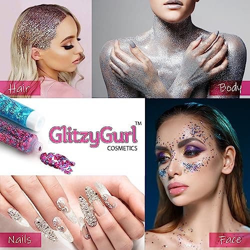 Gel cosmétique à paillettes holographiques pour le visage et le corps (lot de 6)