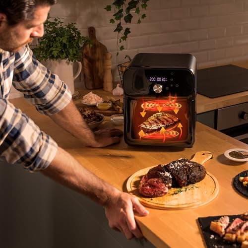 Cecotec Airfryer Cecofry Smokin' Duo 6000. Friteuse sans Huile, 6L Double Résistance, 2000W, 2 en 1: dorer et fumer, 13 menus, température réglable, écran tactile multifonctionnel.