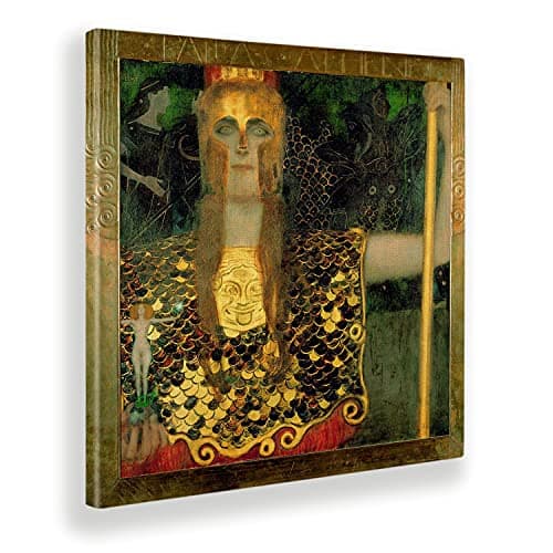 Giallobus - Cadre - Gustav Klimt - Pallas Athéna - Toile - 70x70 - Prêt à accrocher - Peintures Modernes pour la Maison