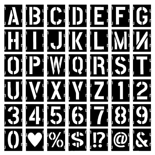 42 Pcs Alphabets Numéro Pochoirs, 7,5cm Plastique Réutilisable Pochoir de Lettres Pochoirs d'Artisanat de Numéros pour La Peinture Art Projects Décoration DIY