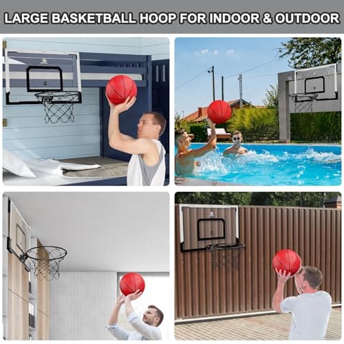 HYES 24" x 16" Panier de Basket Interieur pour Adultes et Enfants, Panier de Basket Chambre Kit avec 2 Ballons, Pompes, Jouet de Sport pour l'intérieur et l'extérieur