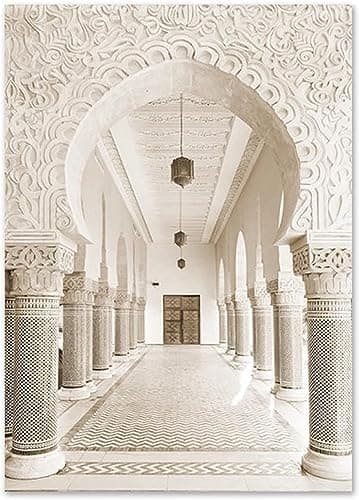 Islamique Musulman Affiche Mosque Calligraphie Islamique Toile Tableau Art Peintures Decoration Murale pour Salon Chambre Tableau Decoration, sans Cadre (3,3X30X50CM)