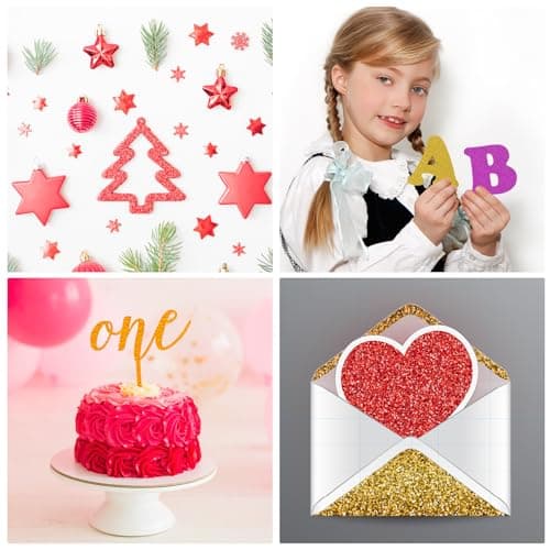 PATIKIL Ensemble de Carton Pailleté 12x12", 10 Feuilles de Papier Épais et Brillant Sans Perte de Paillettes pour Scrapbooking, Fabrication Cartes DIY, Projets d'Artisanat, Multicolore