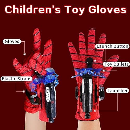 Lot de 2 Gant de Lanceur Spider, Spider Launcher Gant de Cosplay en Plastique Gant Spider Enfant Lanceur Toile Jouet de Poignet Lanceur de héros Lanceur d'araignée Jouets éducatifs pour Enfants