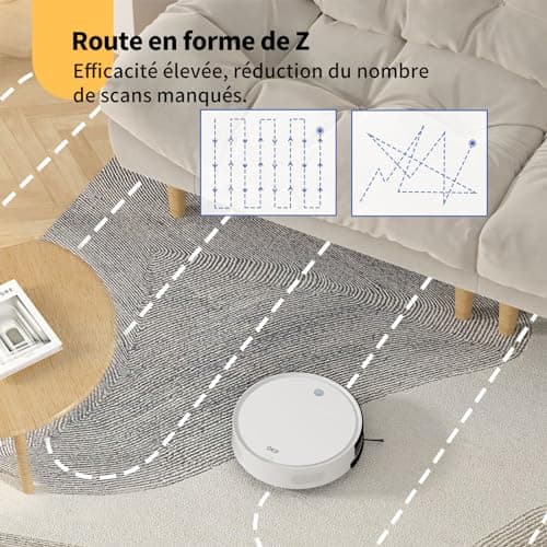 OKP Aspirateur Robot, Robot Aspirateur Laveur 3 en 1, Mince Silencieux Connecté WiFi/Bluetooth/Alexa/App, Auto-Charge, 120min d'Autonomie, Idéal pour Poils d'animaux Sols Tapis, K5 avec Télécommande