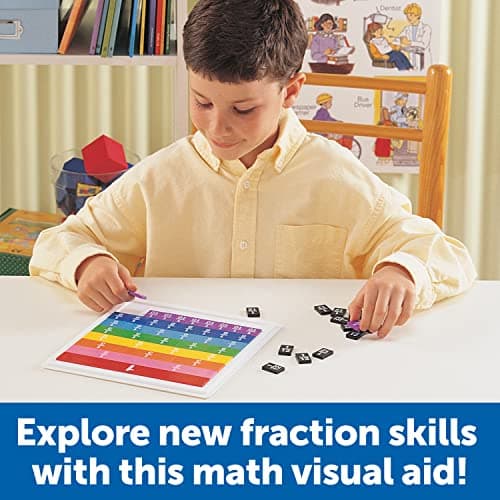 Learning Resources Tuiles de fractions arc-en-ciel avec plateau 10 x 12.8 x 1.3 pouces