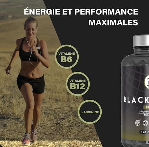 Maca Noire Extra Forte 24000mg - 120 Gelules - Extrait de Maca Noir 20:1 Améliore la Performance homme et femme Macca L-Arginine, Zinc, Vitamine B6 et B12 pour combat la fatigue et le stress Oxydant