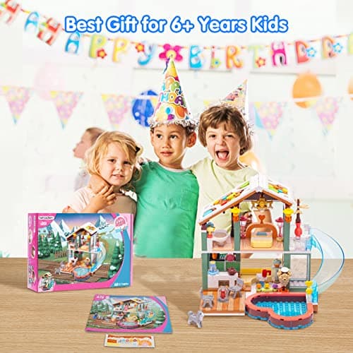 Sitodier Blocs de Construction Jouet- 439pcs Source Chaude Maison de Vacances Jouet de Construction pour Enfants 6-12, Kit de Briques de Construction pour Enfants 6 7 8 9 10 11 12