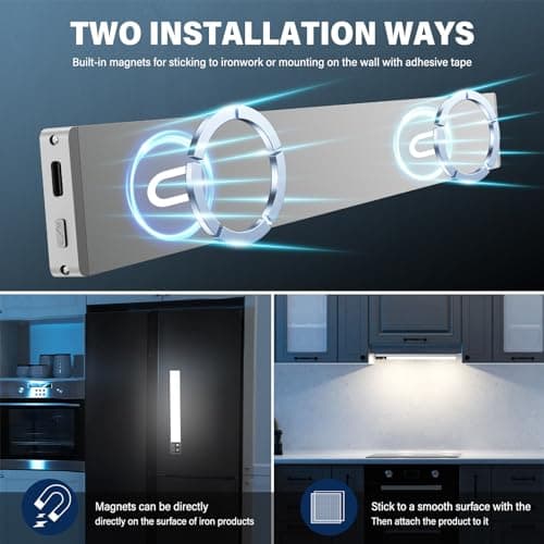 BOOTEEK 96 Led Cuisine Sous Meuble, Lampe cuisine avec 3 Couleurs, 40CM Lampe de Placard Led Sans Fil Rechargeable 3000mAh pour Lumière Cuisines, Couloirs, Garage [Classe énergétique G]