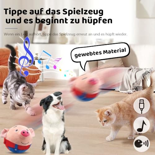 Jouet Chien Interactif, 2025 Jouet pour Chien, Jouet de Balle Rebondissante pour Chiens, Balle Interactive pour Chien, Active Moving Pet Plush Toy, Jouet Amusant Parlant et répétitif (#03)